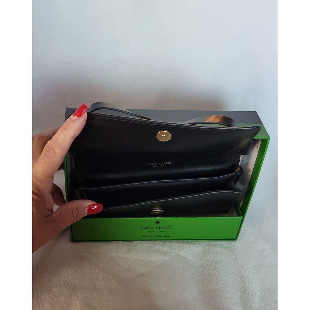 Kate Spade small black leather bow belt bag. - Picture 4 of 9